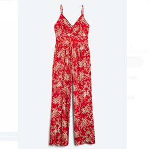 Kaileigh Red Floral Jumpsuit
